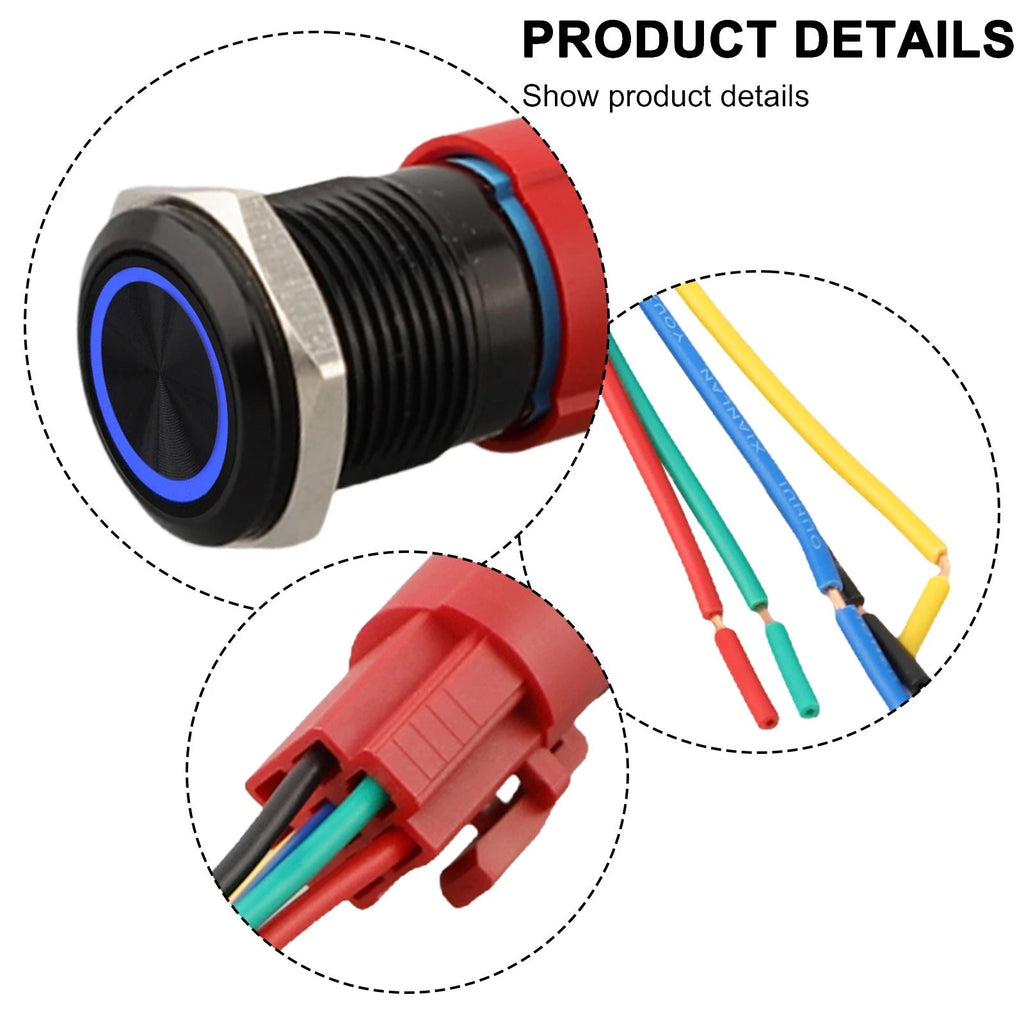 16mm Metal Latching Push Button Switch 12V with LED Light