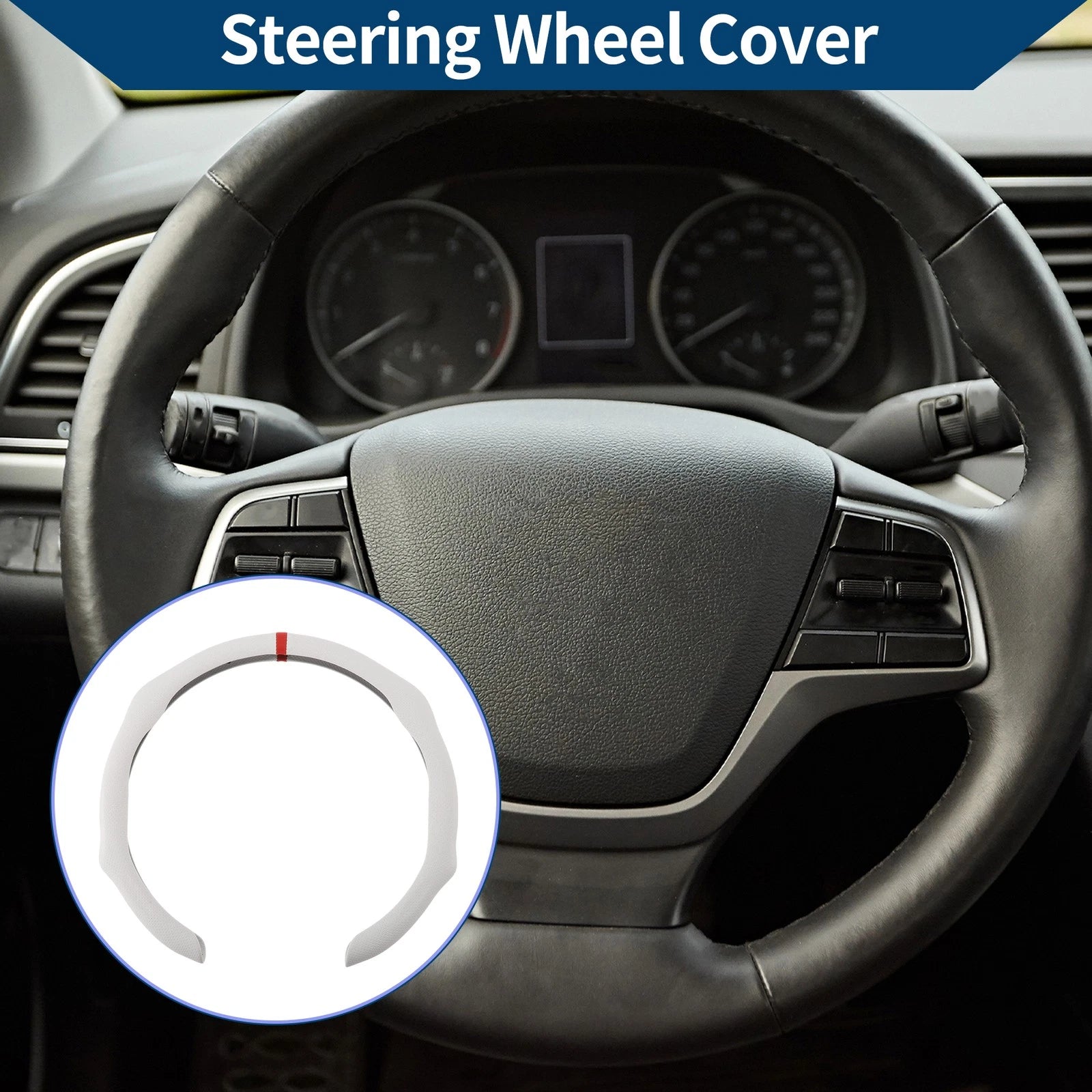 Steering Wheel Cover for Car (14.96", White Red)