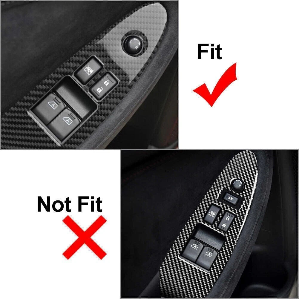 2X Power Window Control Panel Frame Trim for Nissan 370Z (2009–2022) Carbon Fiber