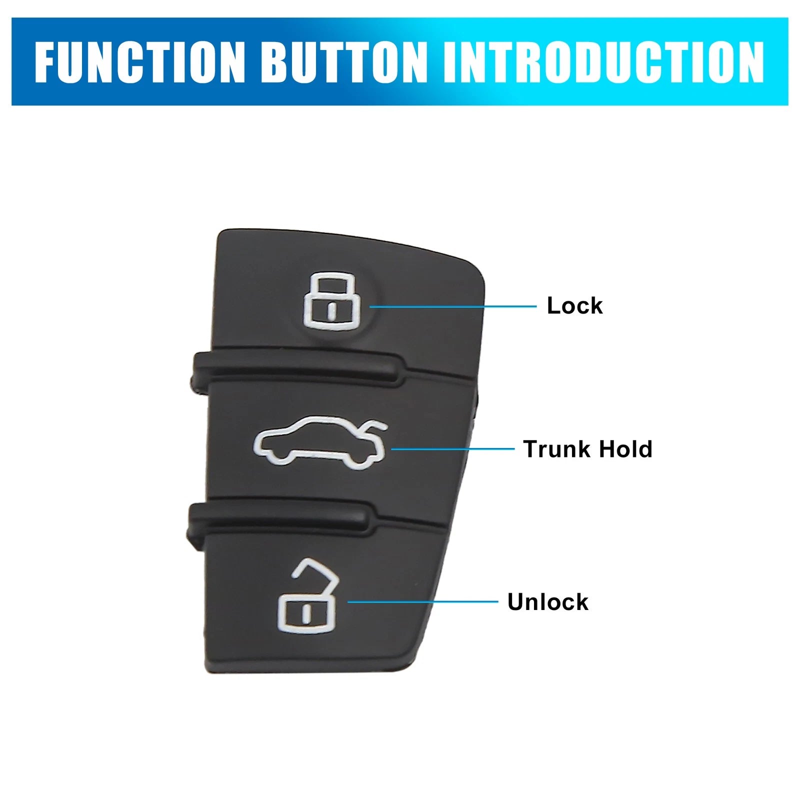 Car Key Button Rubber Pad Cover 3 Button for Audi A4 (2000–2015)