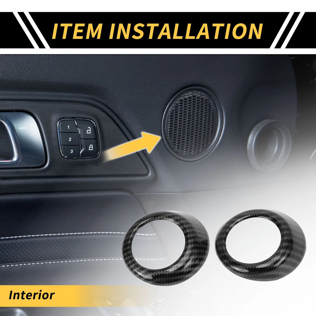 Interior Door Speaker Cover Front Set Carbon Pattern for Toyota Tundra (2014–2021)