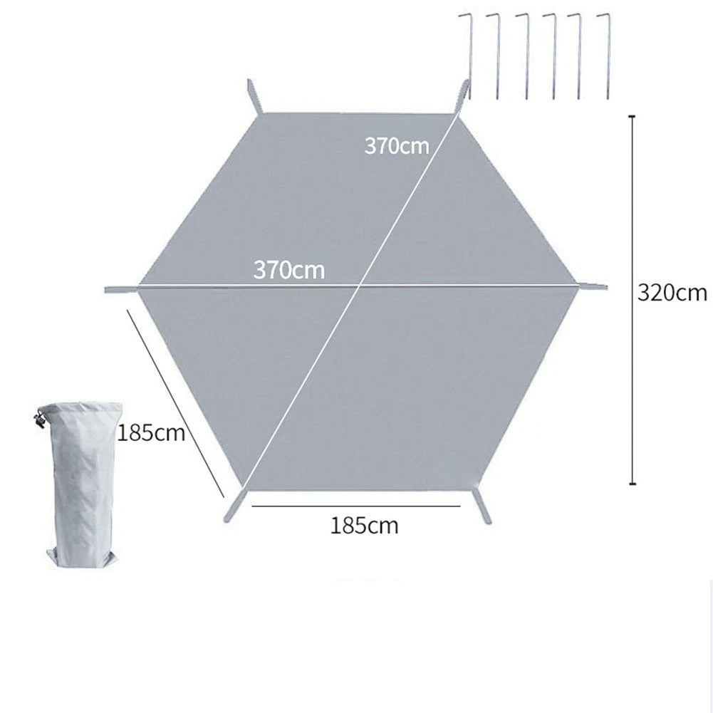Hexagon Picnic Tarp Tent Mat Waterproof Wear Resistant Portable Design