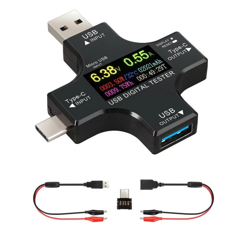 USB Male and Female Crocodile Clip Test Line for Power Meter Accessories
