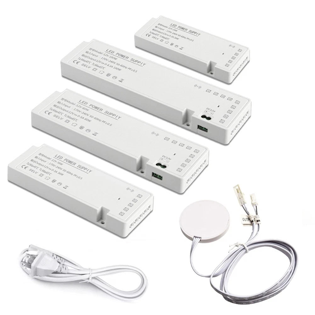 12 Volt LED Cabinet Light Transformer with Touch Switch for Indoor Lighting