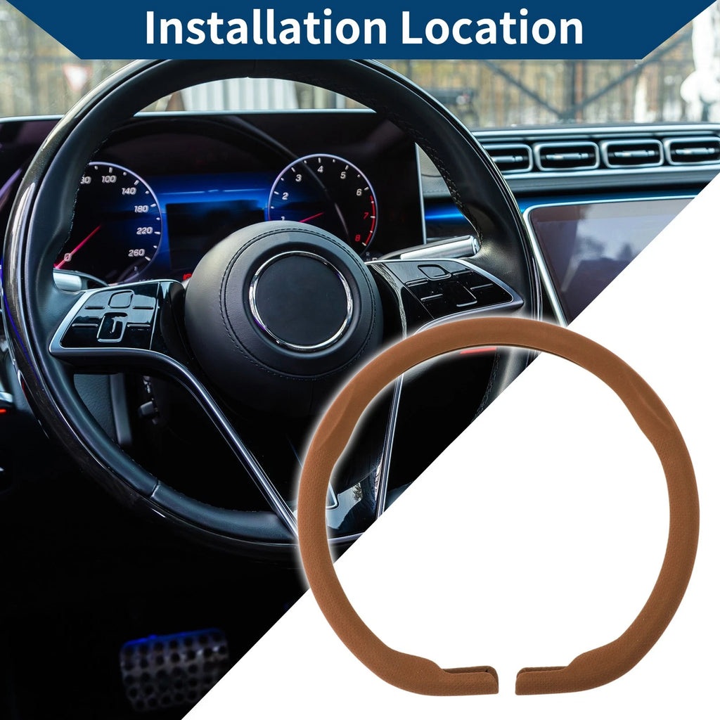 Steering Wheel Cover for Car (14.96", Light Brown)