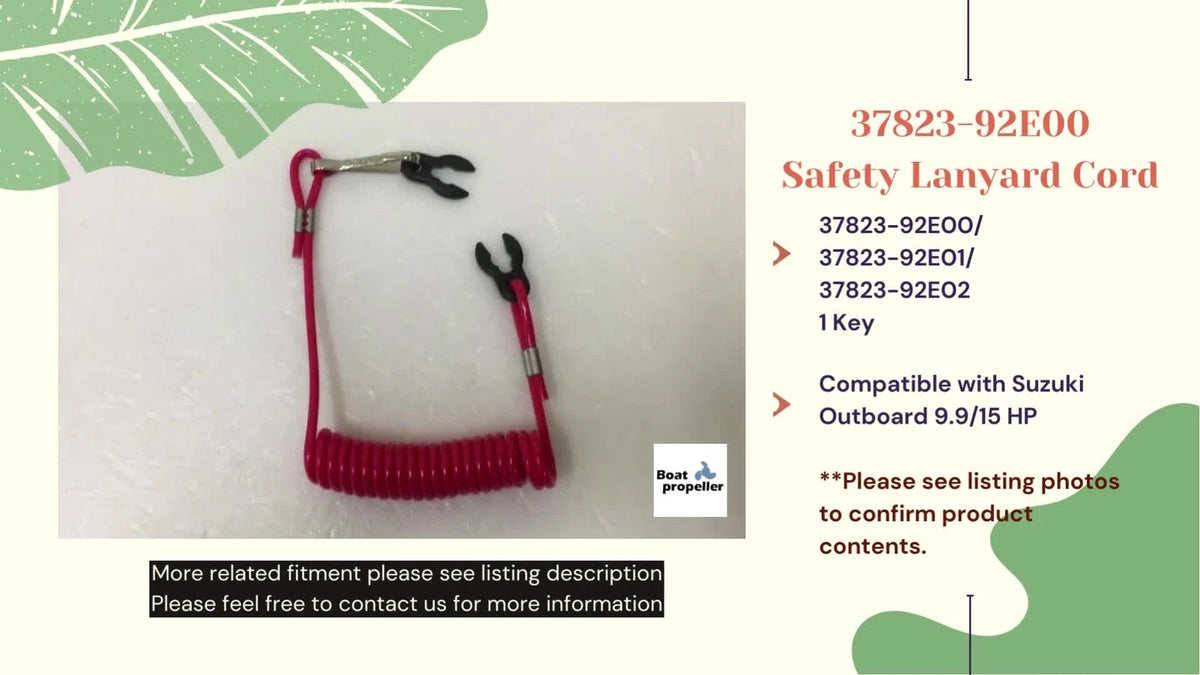 Safety Lanyard Cord Stop Switch for Suzuki (37823-92E00, 37823-92E01)