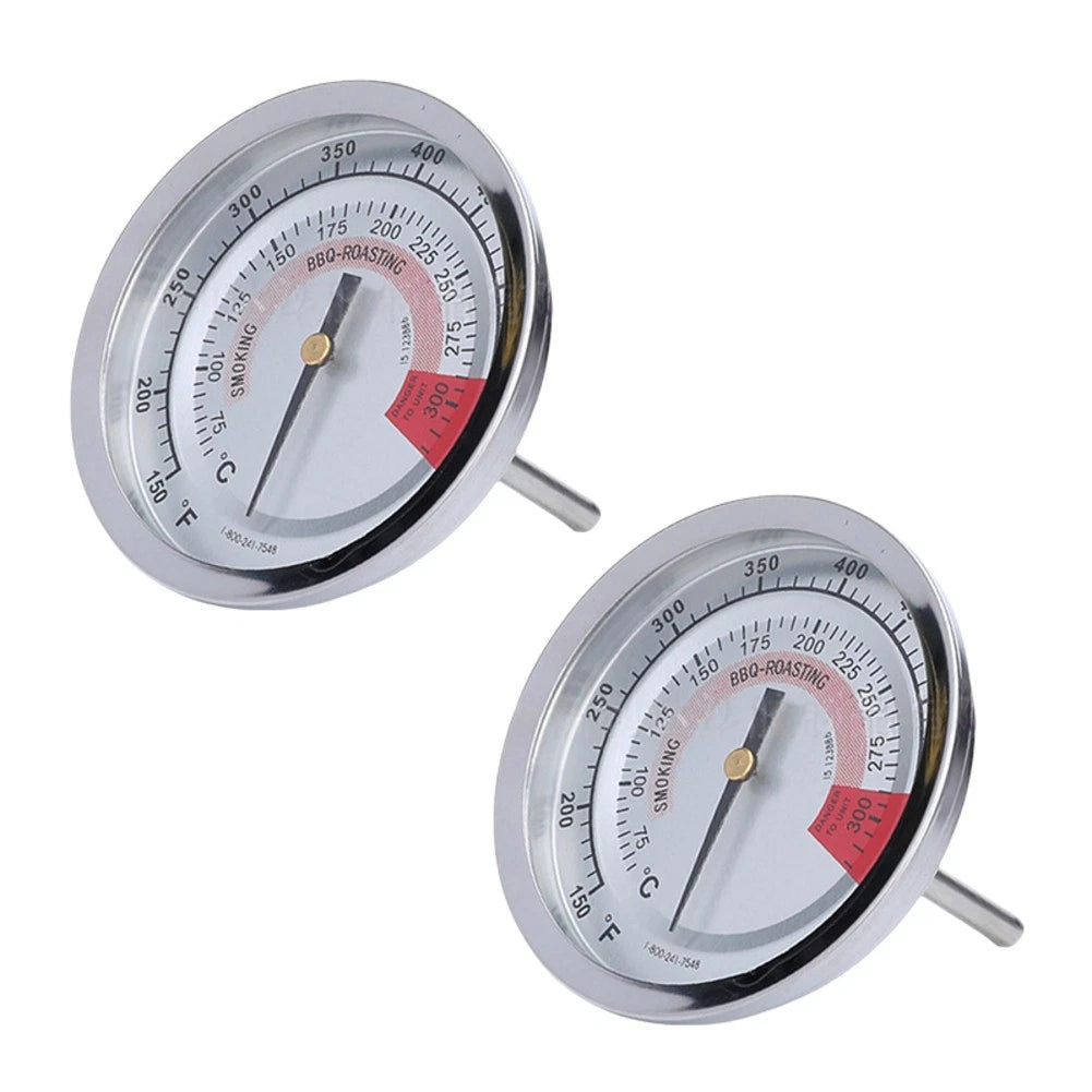 BBQ Lid Thermometer Gauge for Grills (Stainless Steel)