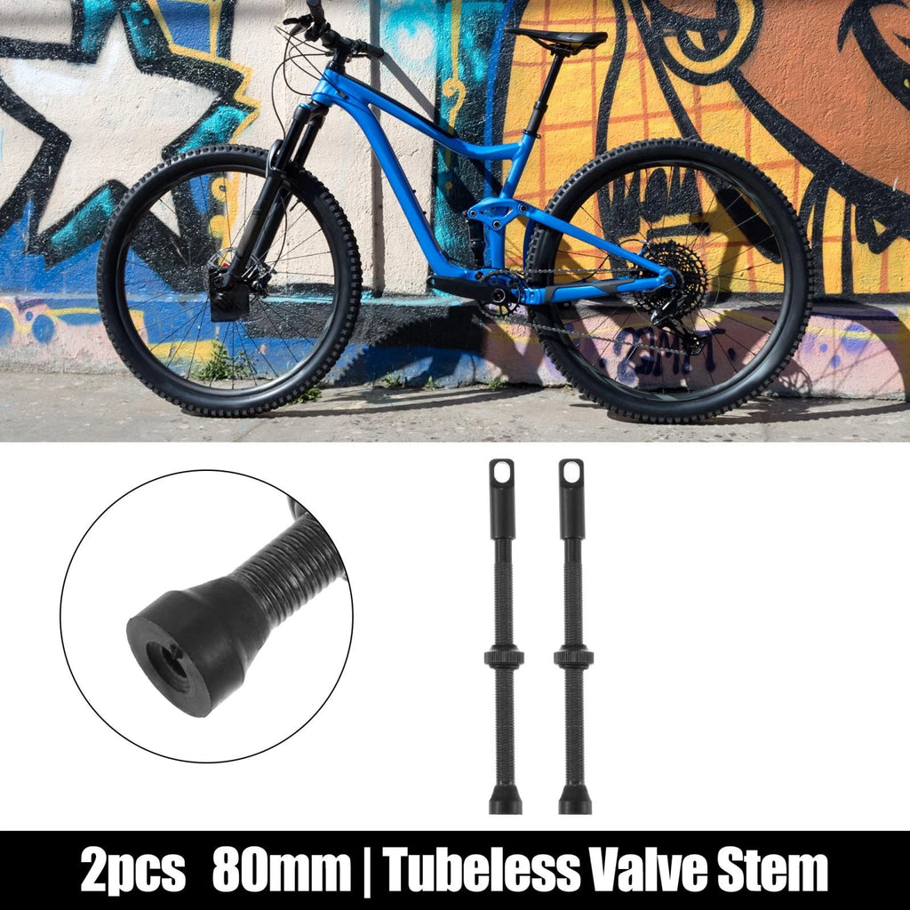 2 Pcs 80mm Bike Tubeless Valve Stems with Core Tool for Black (All)