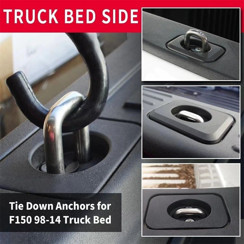 Set of 4 Retractable Tie Down Anchors for Ford Super Duty, Chevy, GMC, RAM