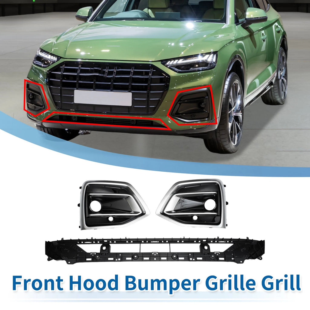Front Lower Hood Bumper Grille Set for Audi Q5L (2021–2024) Black ABS