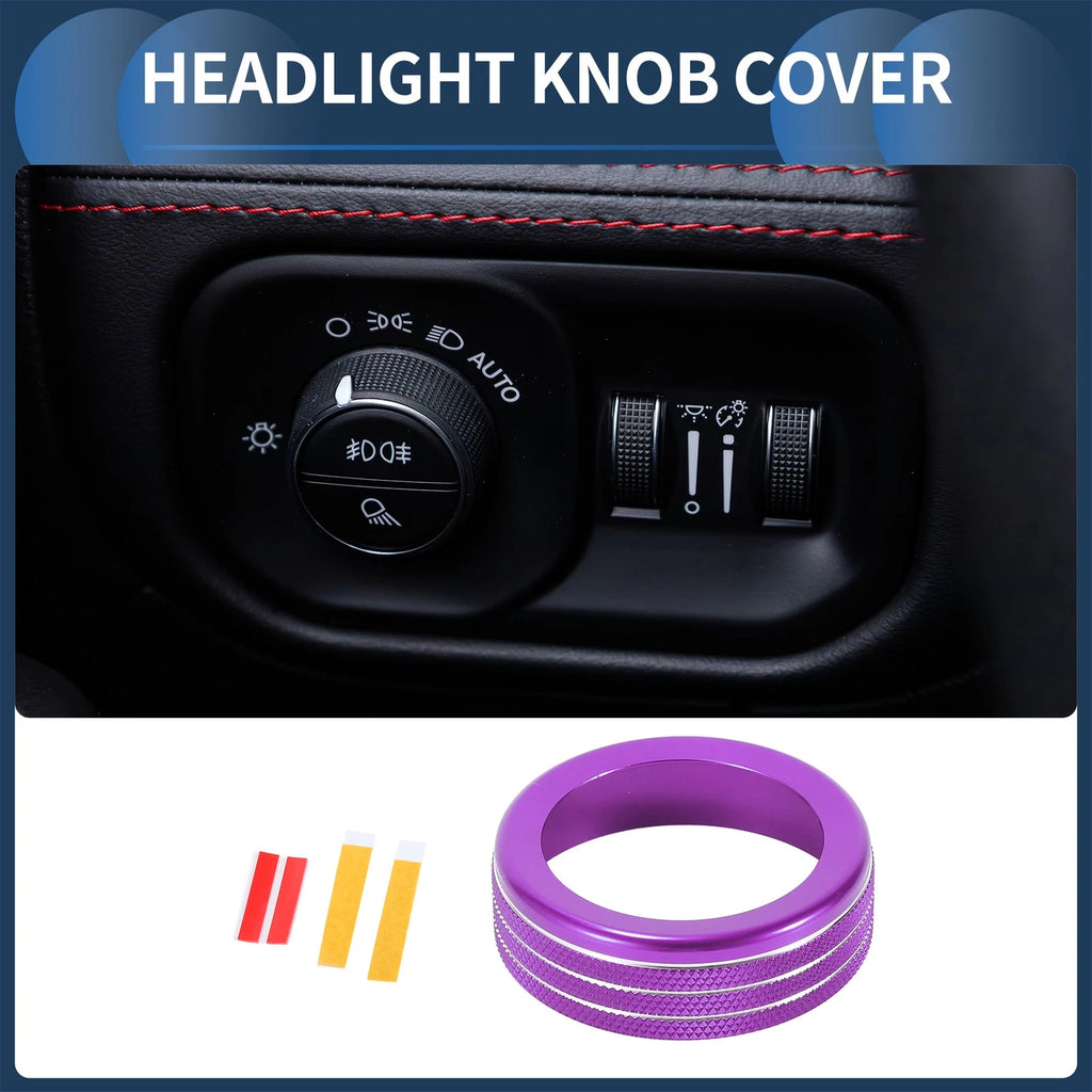 Fog Light Switch Knob Cover Ring for Dodge Ram 1500 (2018–2022) Purple