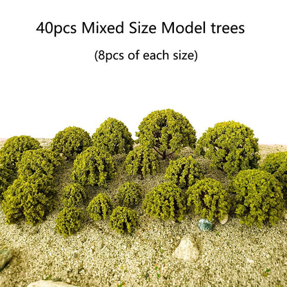 40Pcs Mixed Size Model Trees for Train Railway Building Scenery