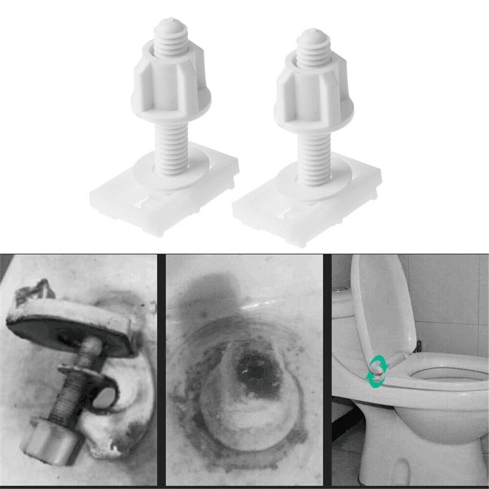 2X Toilet Hinge Screws with Washers for Bathroom Repair Kit