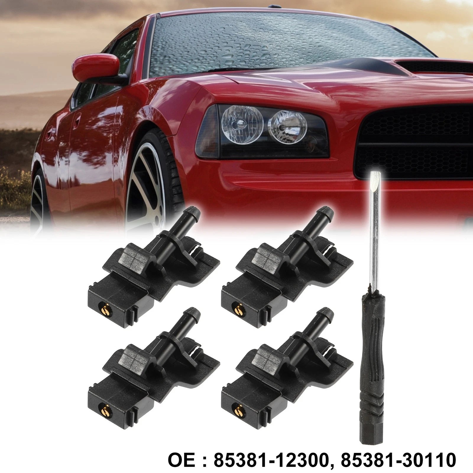 Windshield Washer Nozzle Kit 4pcs Replacement for Toyota Scion Lexus (2007–2018)