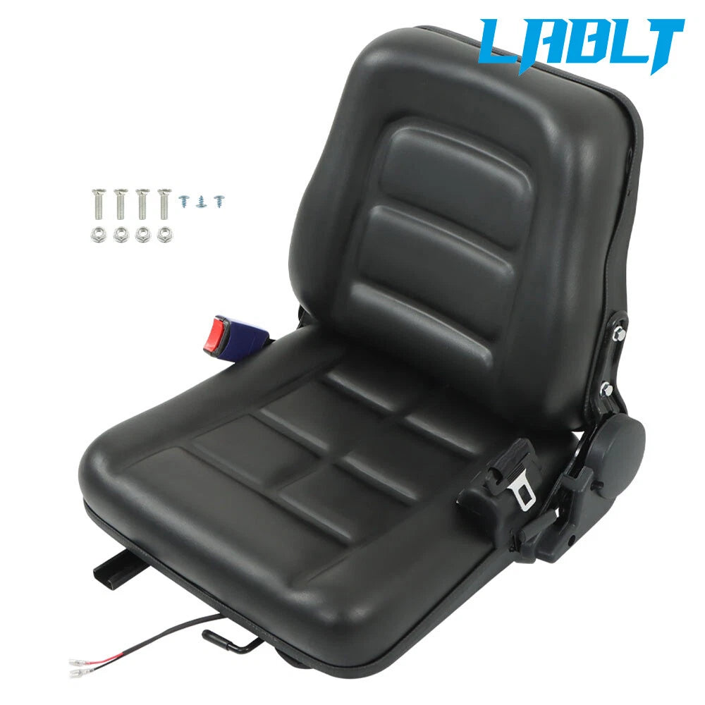 Fold Down Tractor Seat for Universal Forklift (Adjustable, Seatbelt)