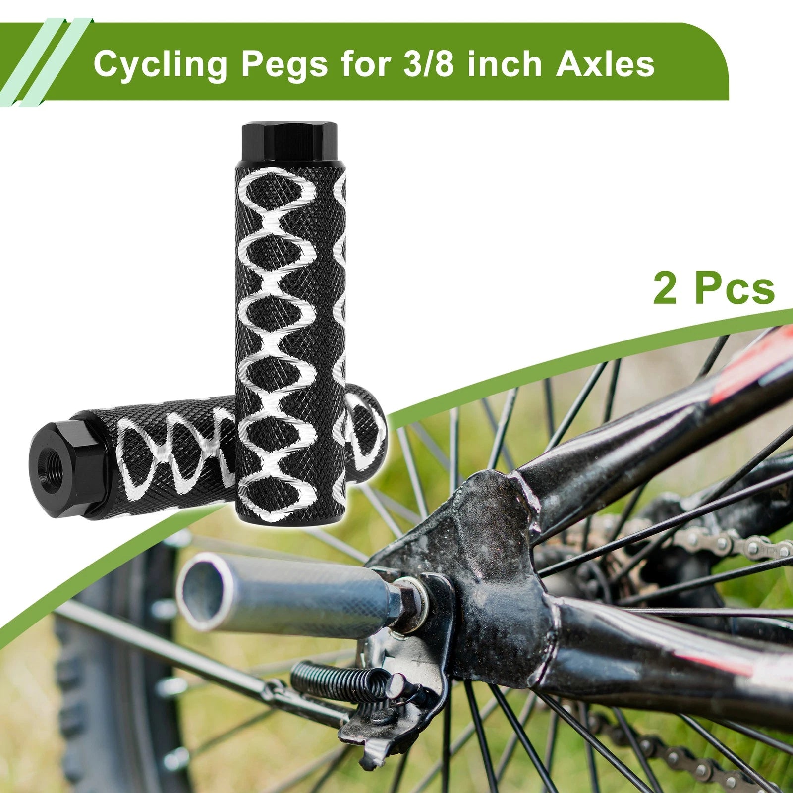 Bike Pegs 100mm Circle Texture Replacement Set for Black (Universal)