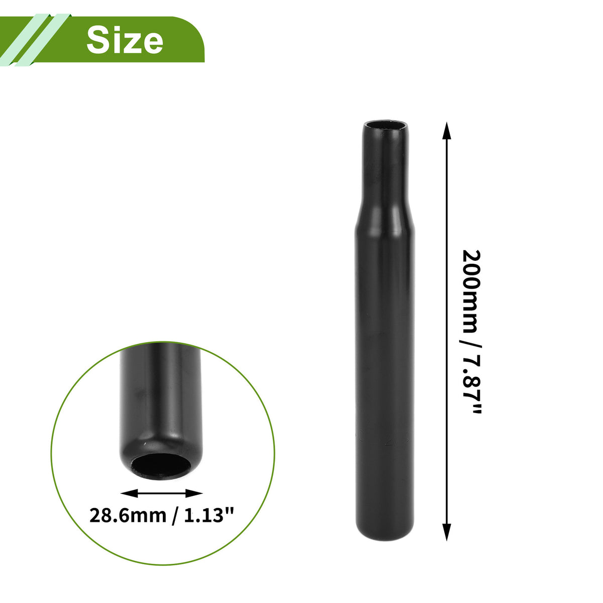 Seat Post Clamp Bike Replacement for Universal 28.6x200mm Saddle Post (Black)