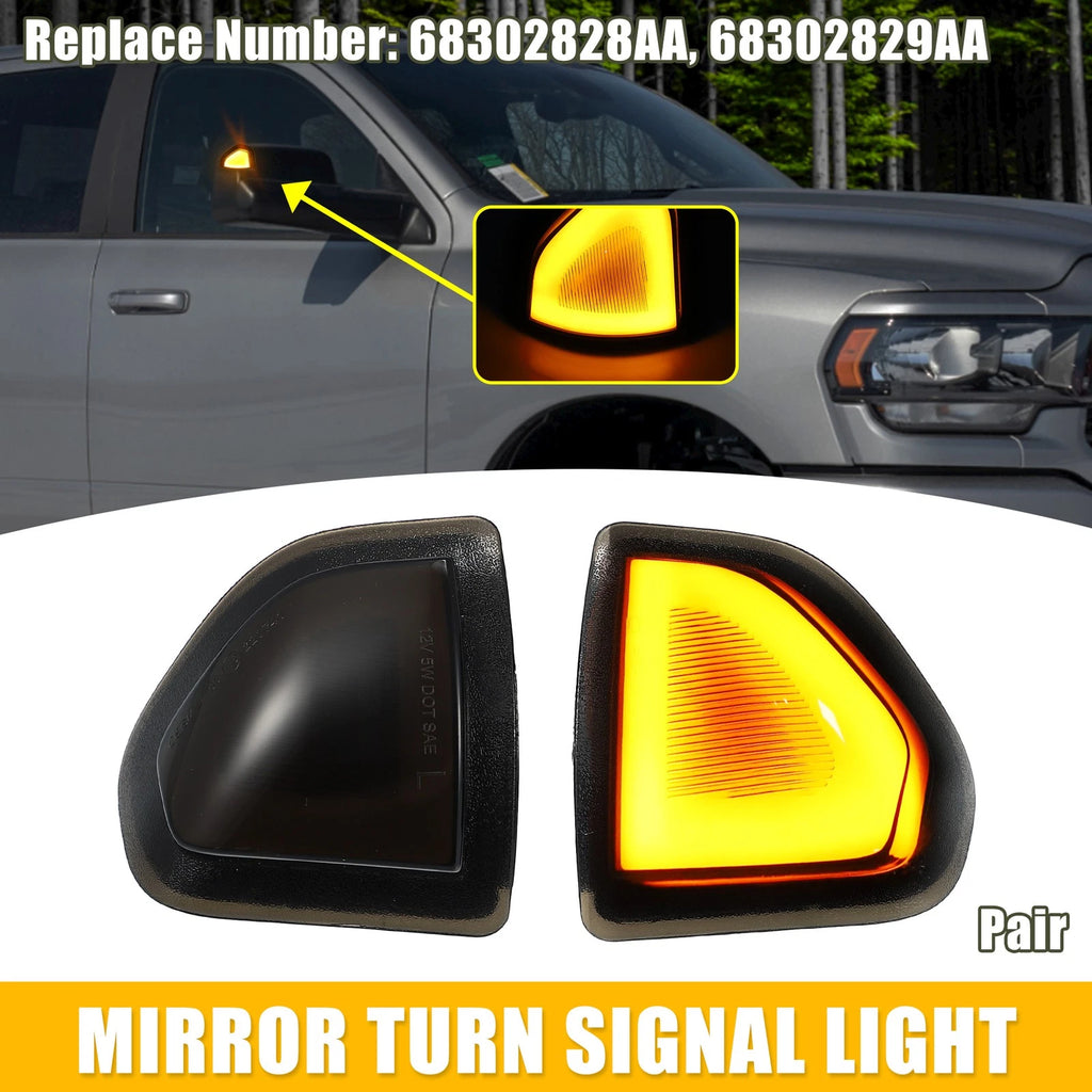 2X LED Mirror Turn Signal Lights for Dodge (68302828AA, 68302829AA)