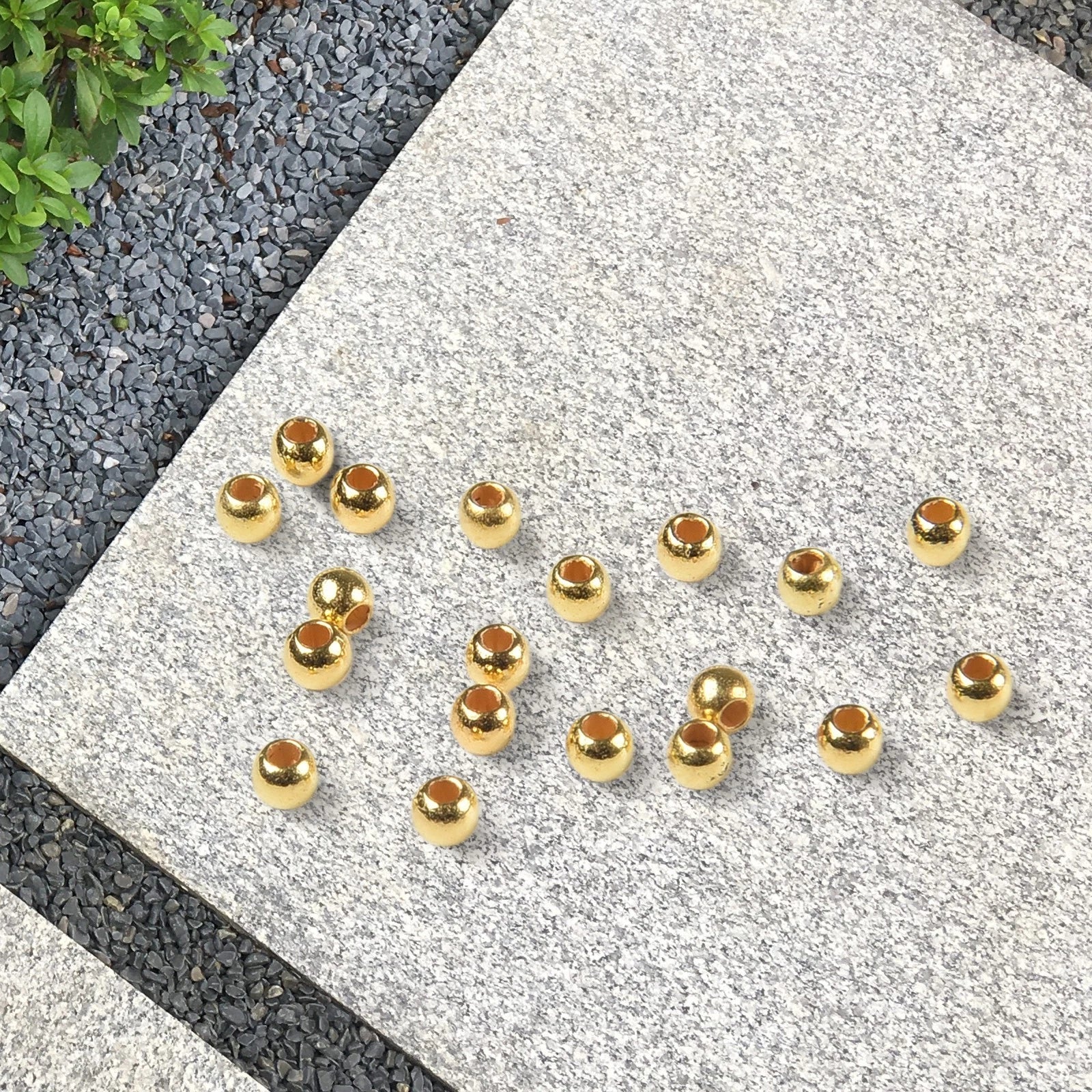 2X Hook Attachment Gold and Silver Beads with Countersunk Holes