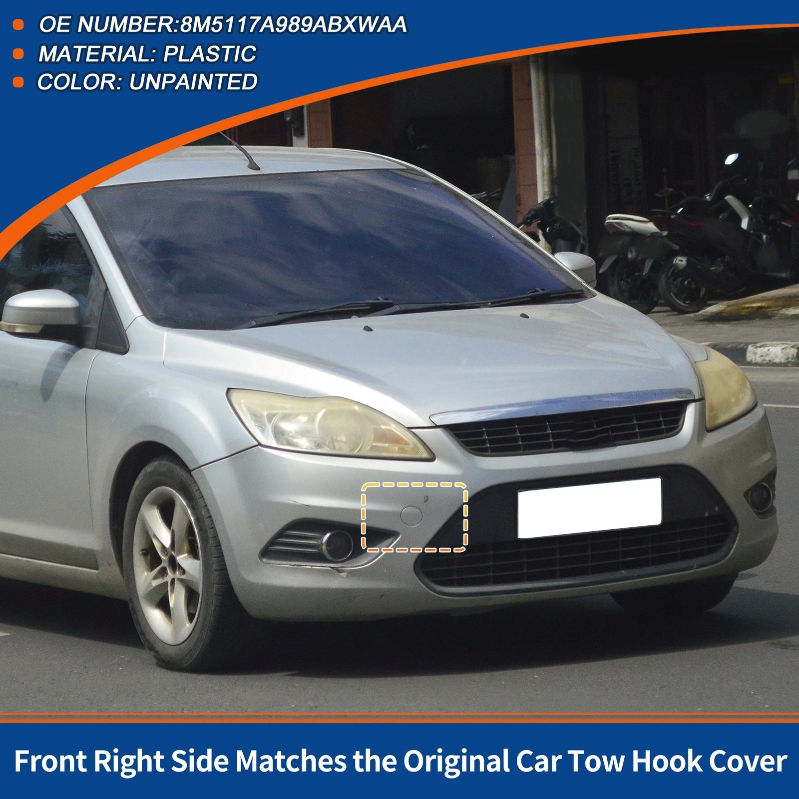 Front Tow Hook Cover Replacement for Ford Focus MK2 (2007–2011)
