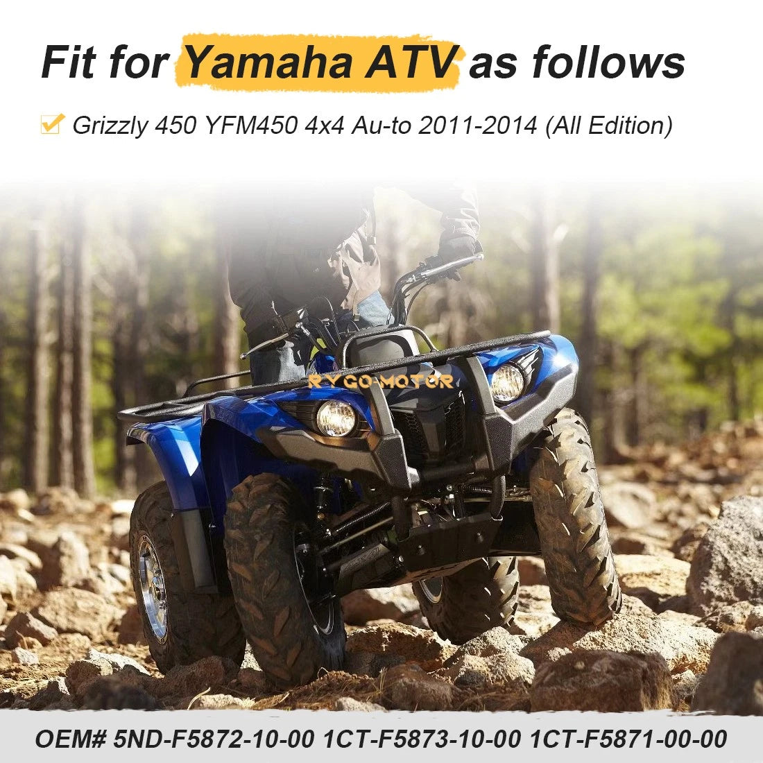 Front Brake Hose Line Pipe Kit for Yamaha Grizzly 450 YFM450 (2011–2014)
