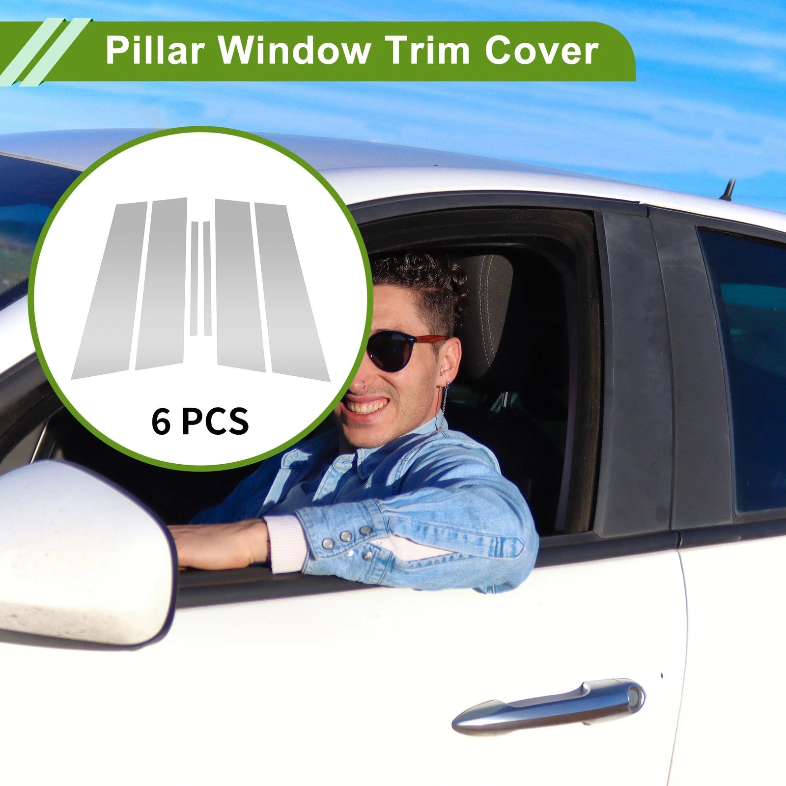 6 Pcs Pillar Window Trim Replacement for Chevy Cruze (2016–2019) Silver Tone