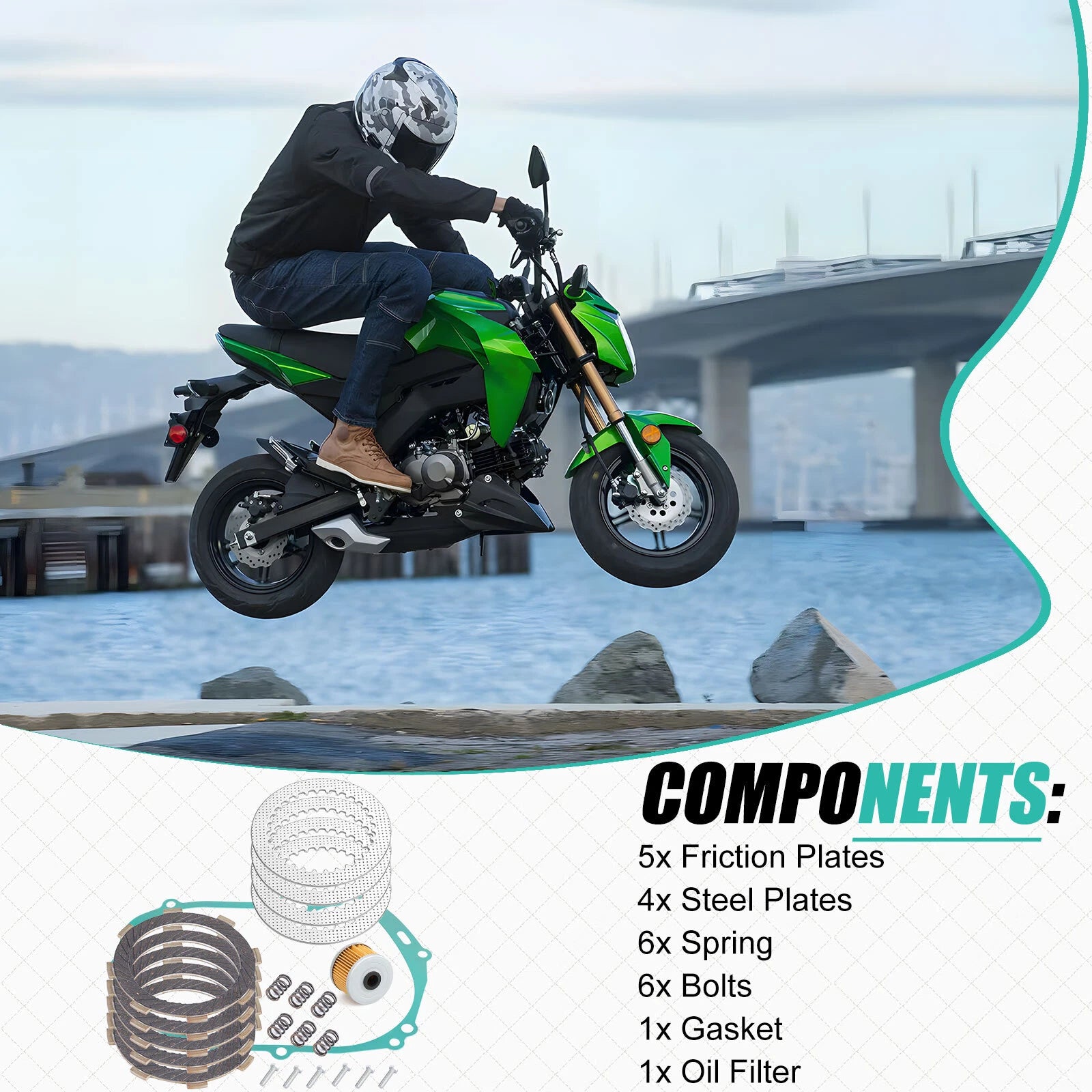 Clutch Friction Steel Plates Kit w/ Gasket for Kawasaki KLX110 KLX110L (2002–2024)