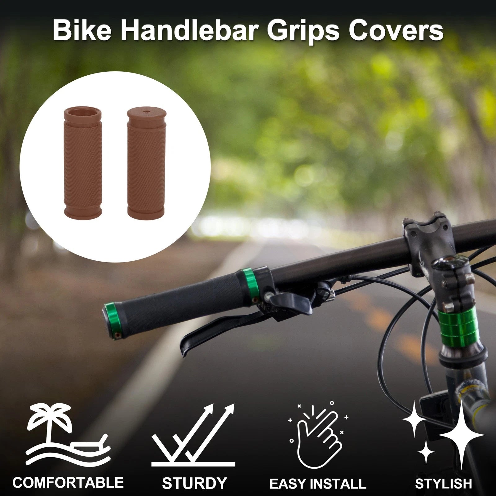 Bike Handlebar Grip Covers 85mm Lightweight End Protector for Brown Pair