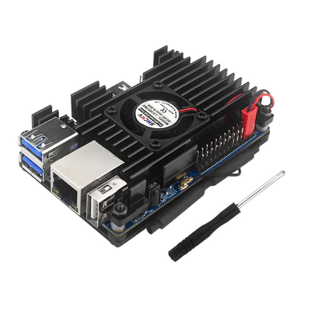 R Aluminum Case with Active Passive Cooling Fan for Orange Pi 3 LTS (2018–2023)
