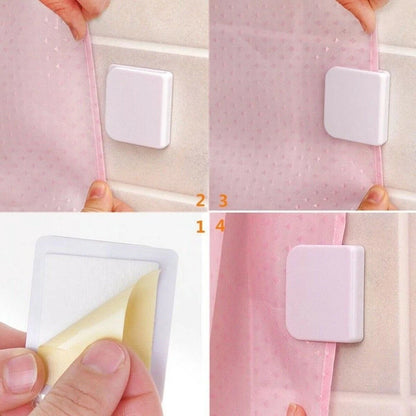 White Self Sticking Clips for Shower Curtains (Universal Fit)