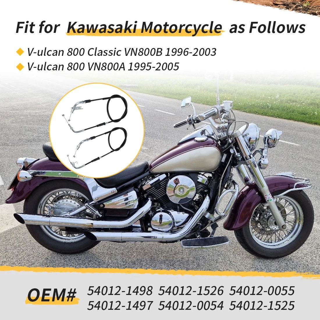 Throttle Cable Set for Kawasaki Vulcan 800 Classic (1995–2005)