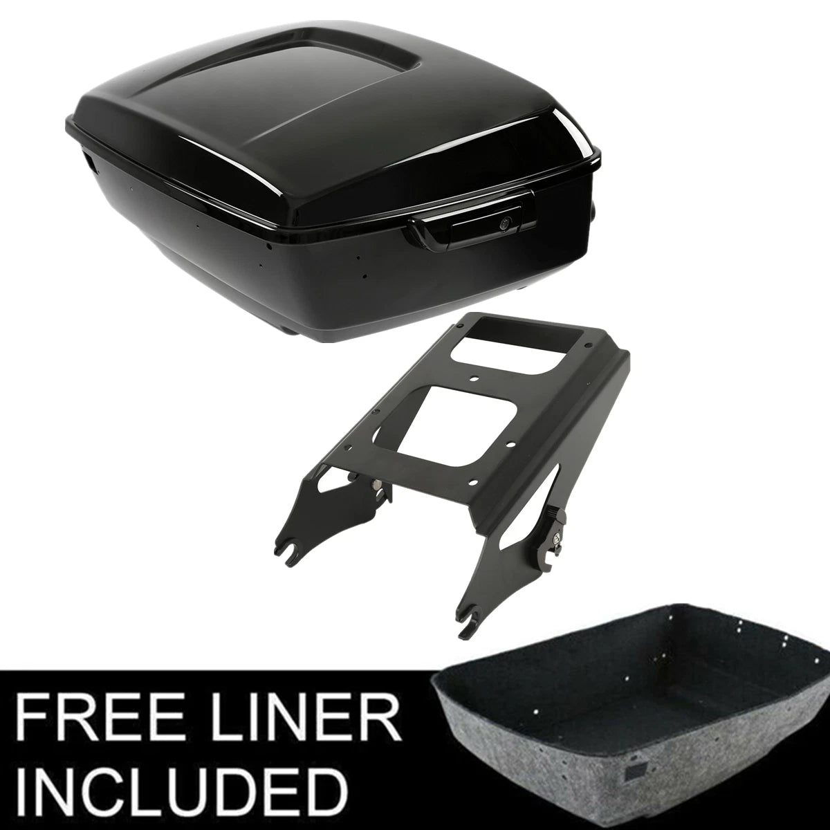King Trunk Black Latch & Mount Rack for Harley Touring (2009–2013)