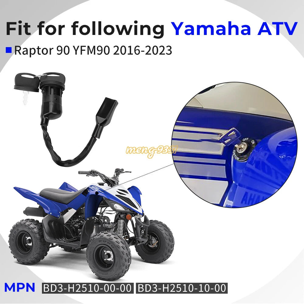 Ignition Key Switch for Yamaha Raptor 90 YFM90 (BD3-H2510-00-00, BD3-H2510-10-00)
