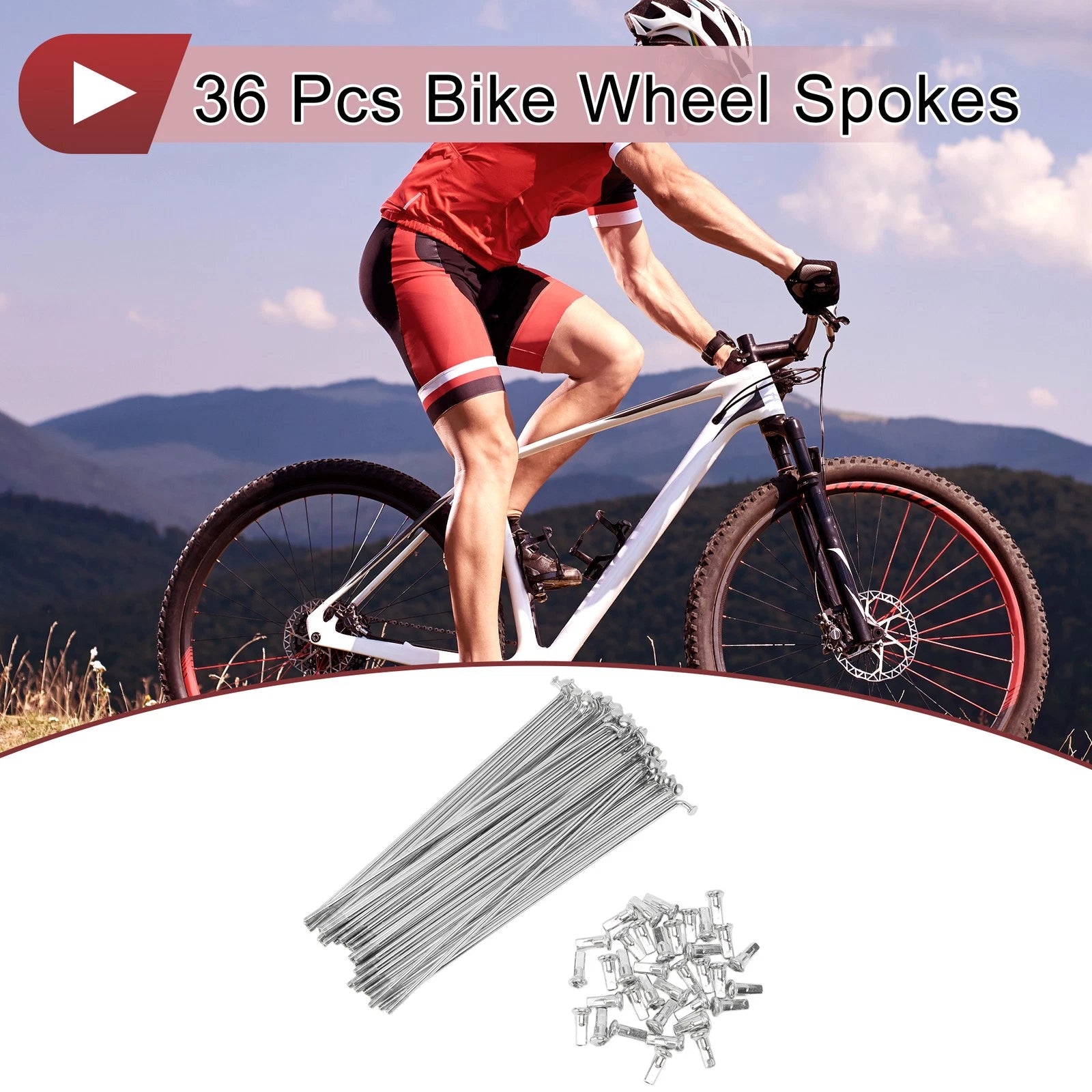 Bicycle Spokes 139mm Set for 36 Piece Wheels Steel Galvanized Silver (N/A)