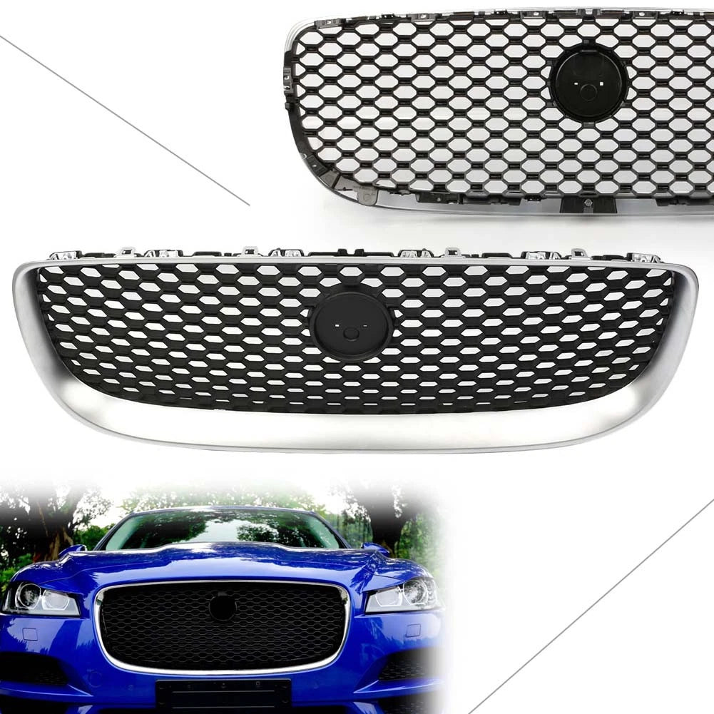 1 Piece Front Bumper Grille for Jaguar XE (2015–2018) Black Chrome