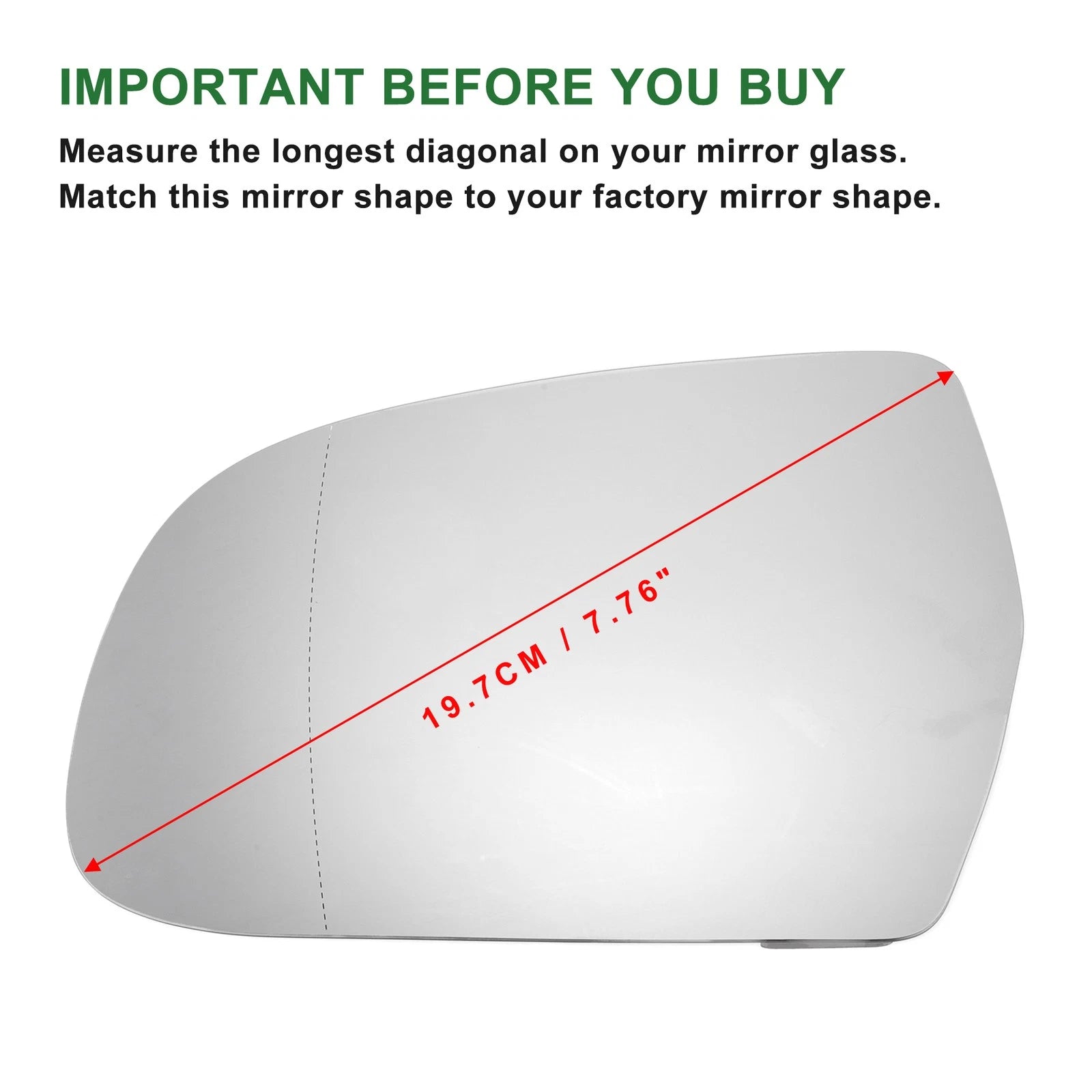 Heated Left Side Mirror Glass for Audi A3 A4 A5 (2010–2013)