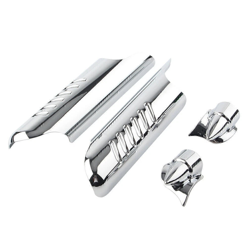 Chrome Fork Lower Leg Deflectors Shield Cover Fit Harley Touring FLHT 2000-2013
