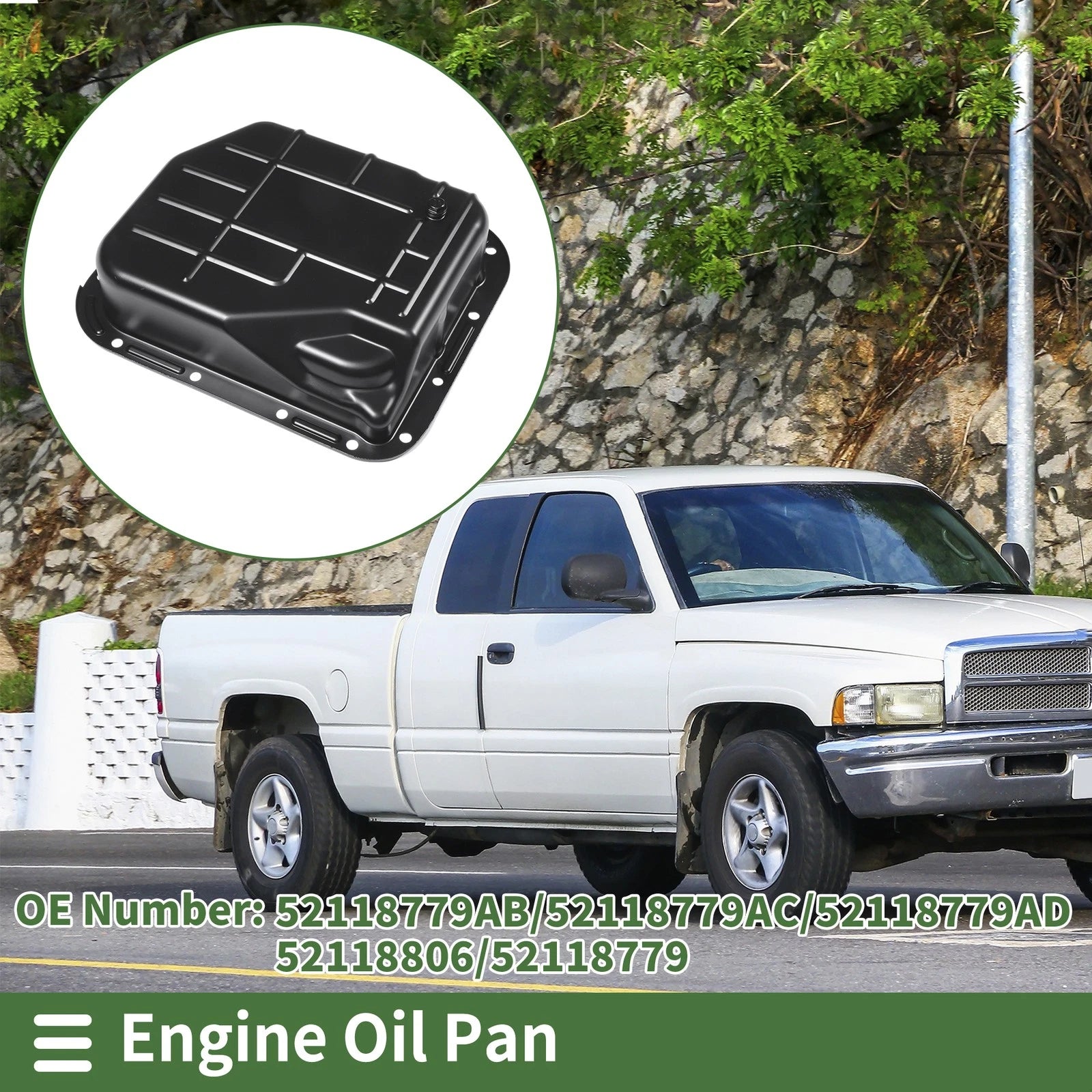 Engine Oil Pan Replacement for Dodge Ram 1500 (1996–2001) Iron Black