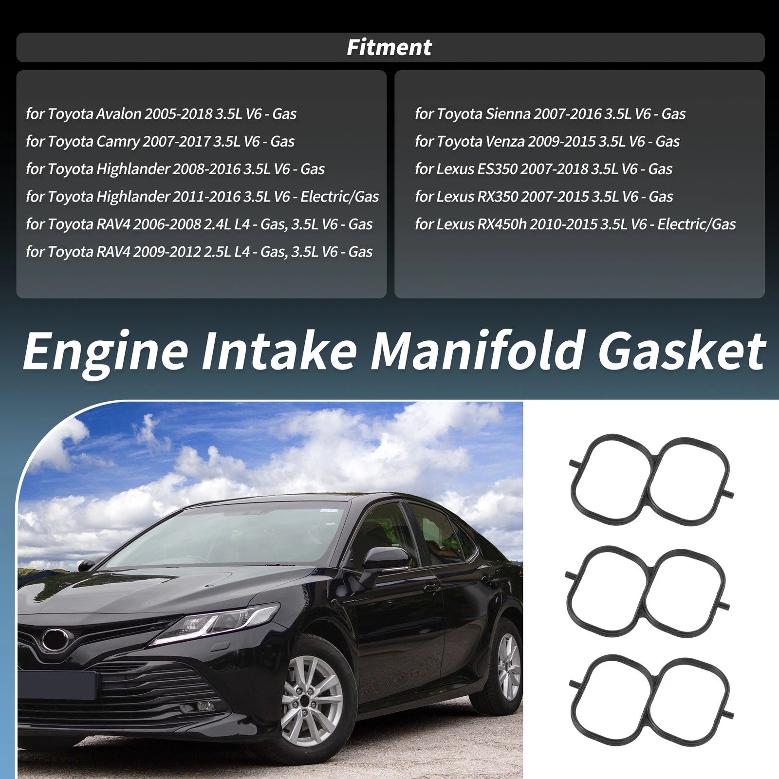 Upper Intake Plenum Gasket for Toyota Camry (2007–2017) 3.5L V6
