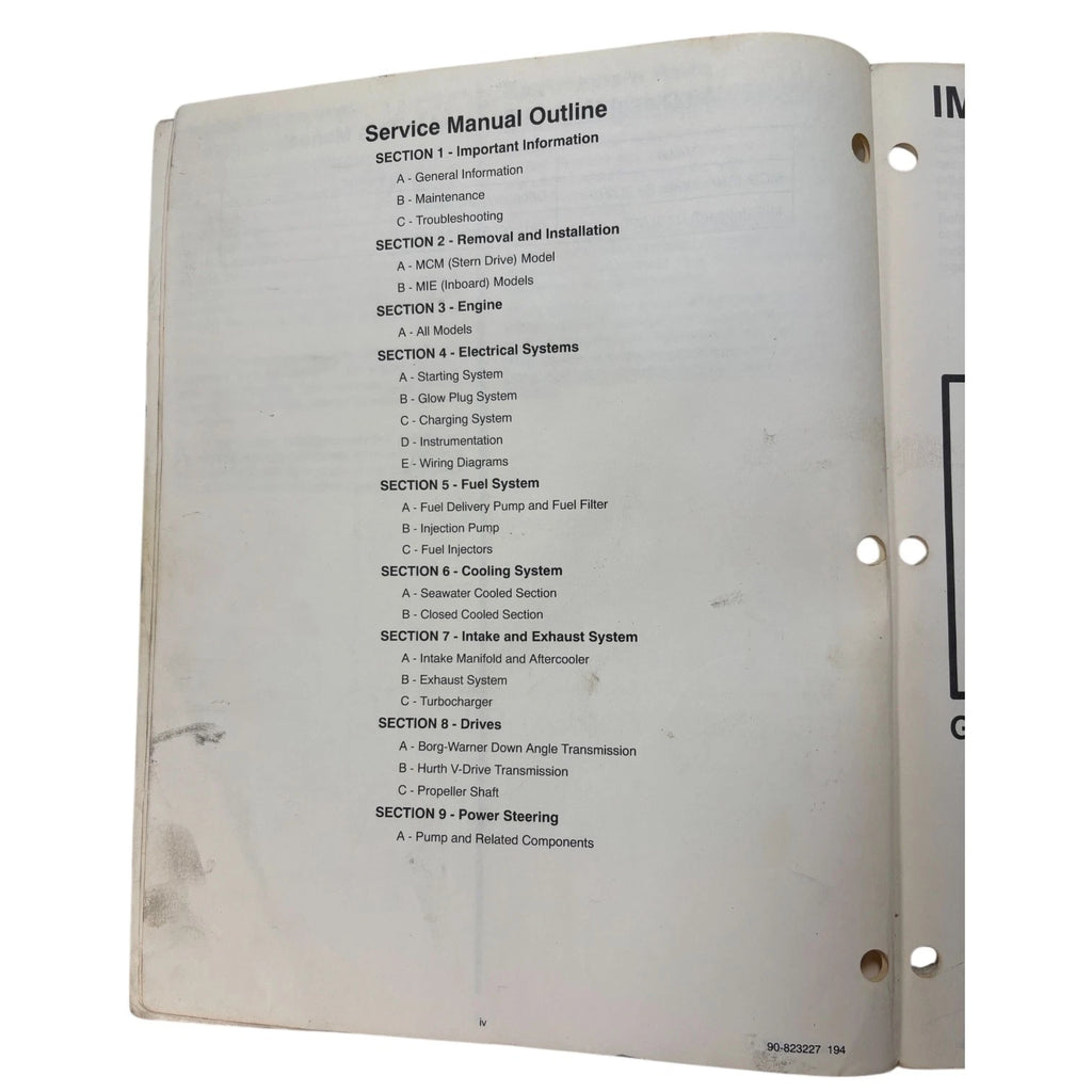 MerCruiser Service Manual #19 for V-8 Diesel Marine Engine (1994)