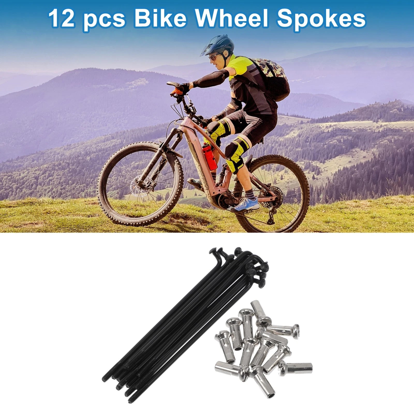 Bicycle Spoke Nipples 304 Stainless Steel Black for Universal 67mm (1 Set)