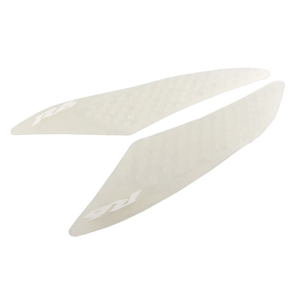 2X White Gas Tank Traction Pads for Yamaha R6 (2017–2018)