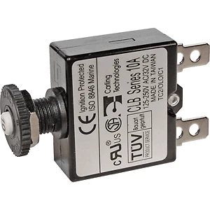 Blue Sea 7050 3A Push Button Thermal Switch with Quick Connect Terminals