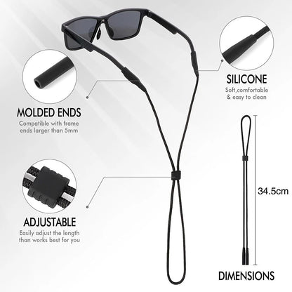 3X Eyewear String Lanyard Retainer for Glasses (Black)