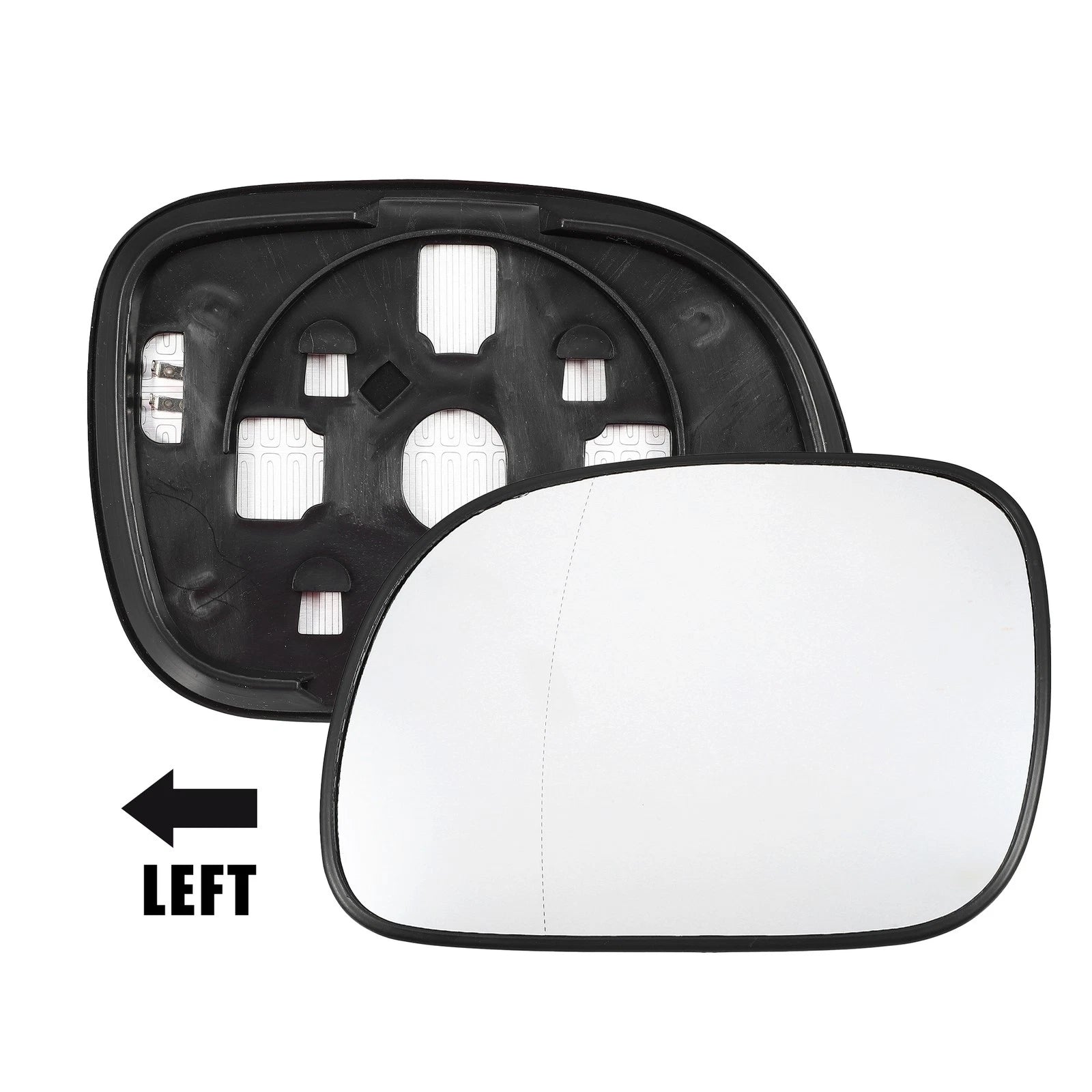 Rearview Mirror Glass Left Heated Replacement with Backing Plate for Dodge Caravan (2005–2020)