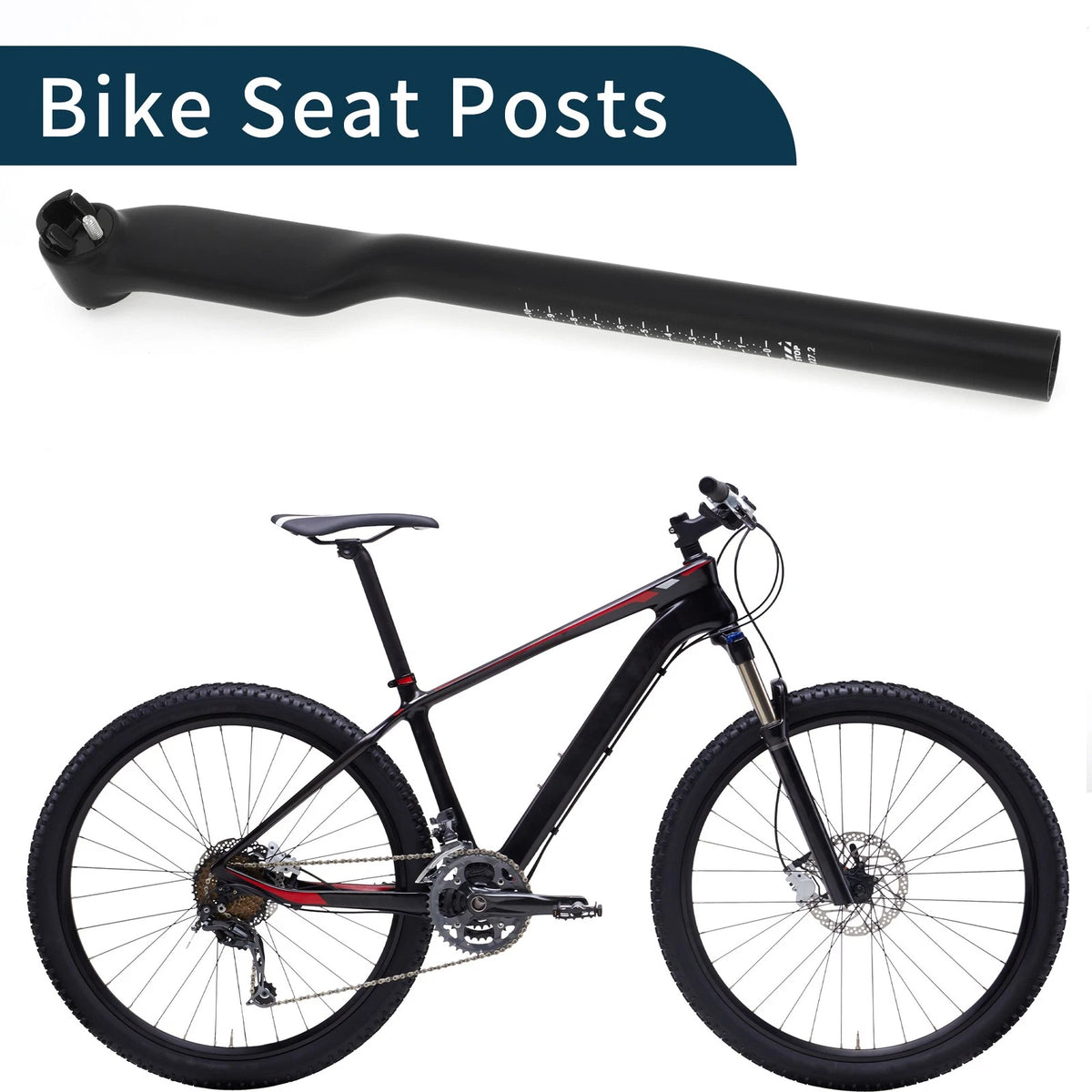 27.2mm Adjustable Bike Seat Post for (27.2x400mm) Matte Black