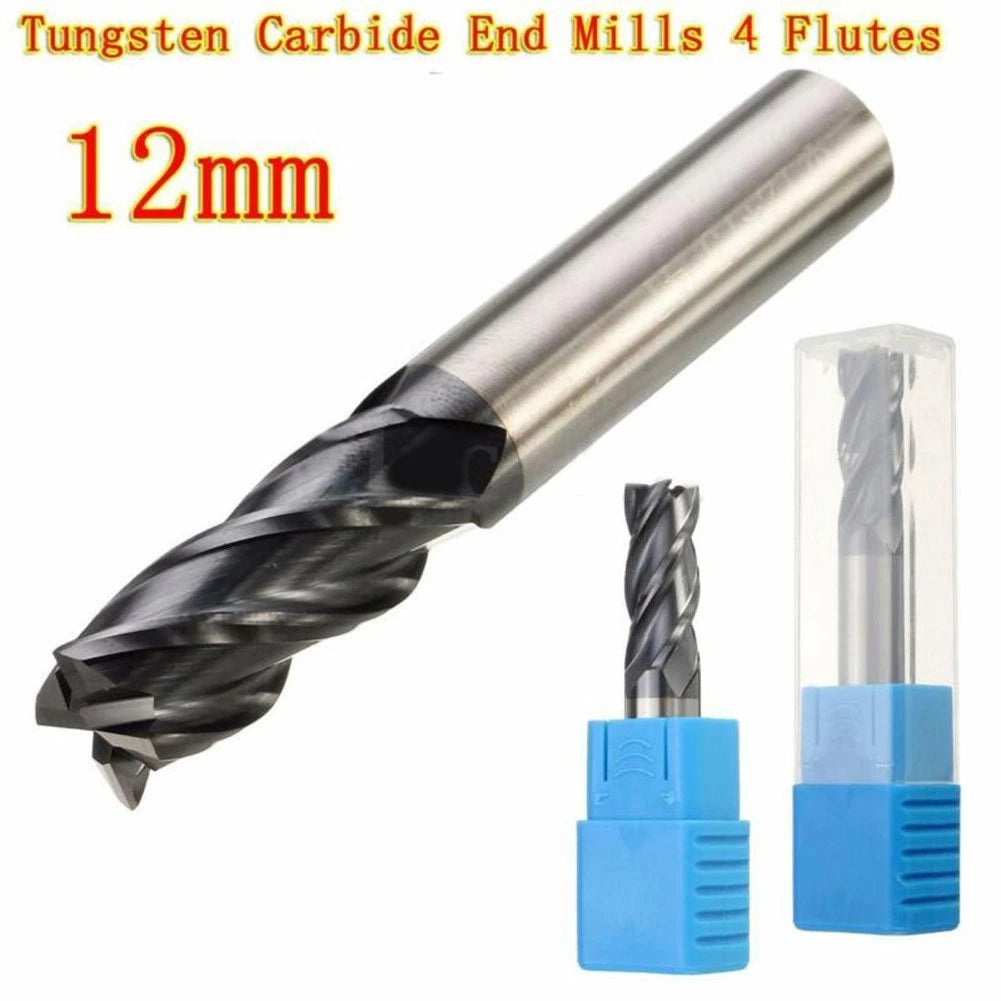 12MM Flat Bottom End Mill for (HRC50, 4 Flute, 75MM Length)