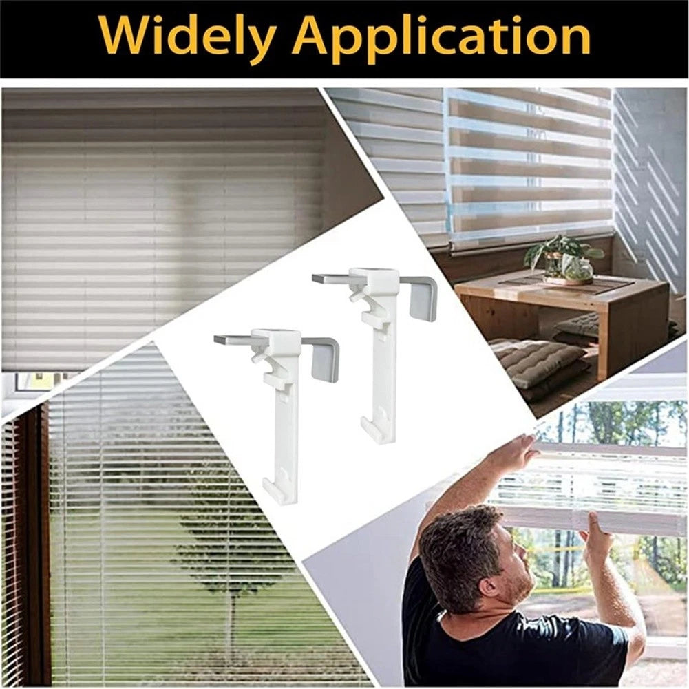 Set of 6 White Plastic Clamp Holders for Roller Blinds Easy Mount