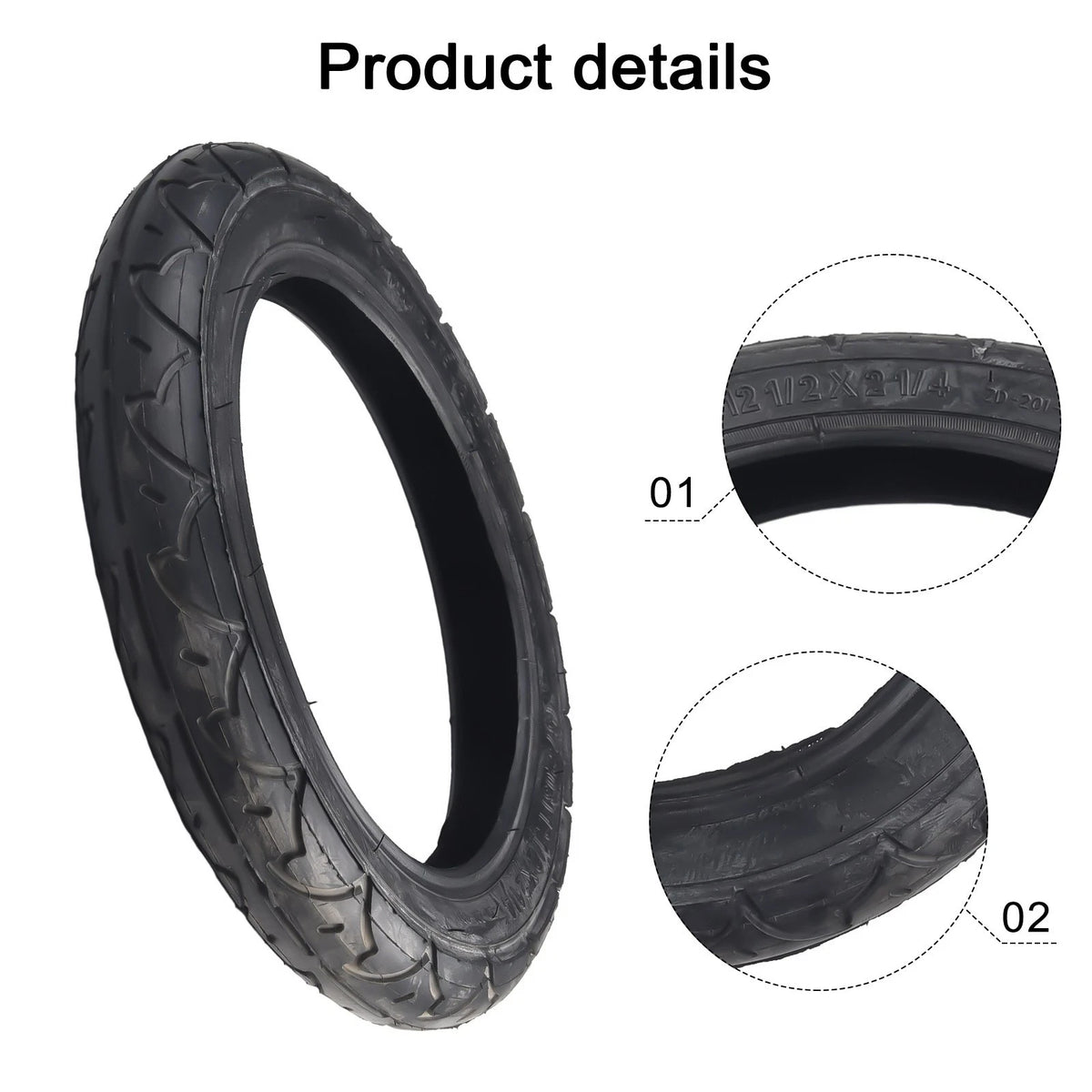 Set of 2 Stroller Tires & Inner Tubes 12 Inch Baby Wheels