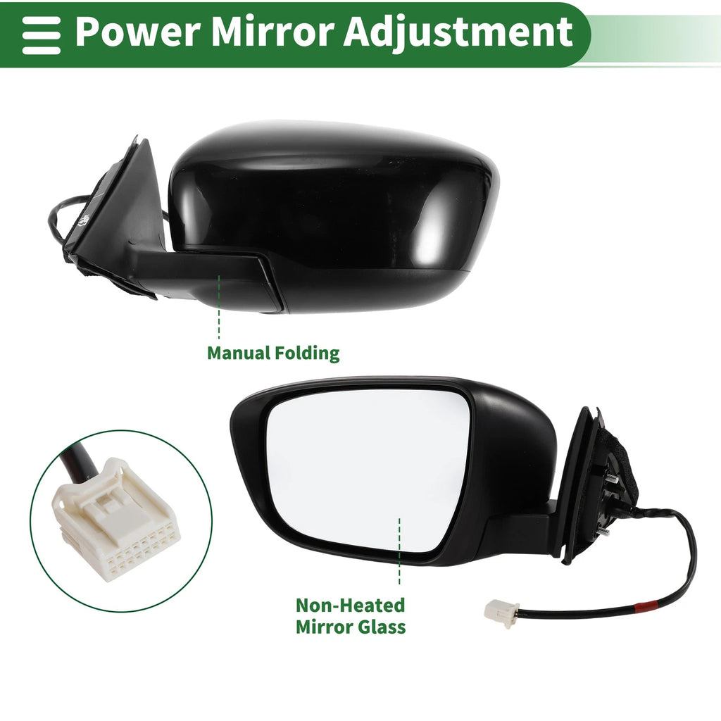 Left Side Door Mirror for Nissan Rogue (2014–2020) Manual Folding Black